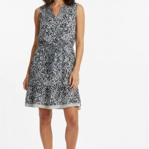 Lucky Brand Dress XL Blue White Paisley Boho Tassels Pockets Coastal Lace Chic